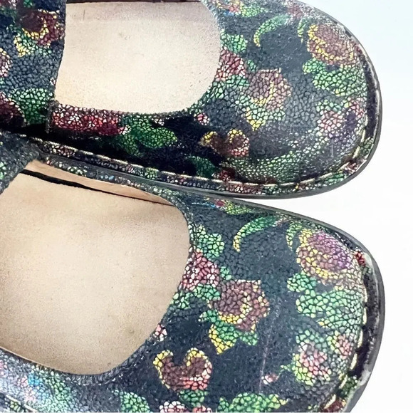 Alegria Paloma‎ Black Leather Colorful Embossed Mary Jane Size 37 WIDE Tapestry - Picture 5 of 14
